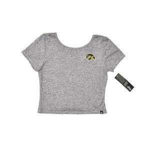 Certo Iowa Hawkeyes Scoop Neck Short Sleeve Athletic Top Cropped Gray Size M NEW